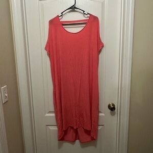 Coral Short Sleeve T-shirt Dress